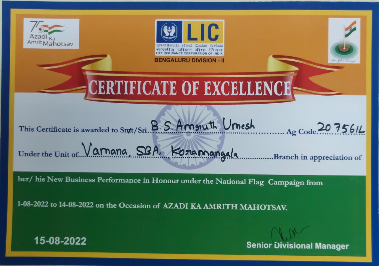 Certificate for Excellence